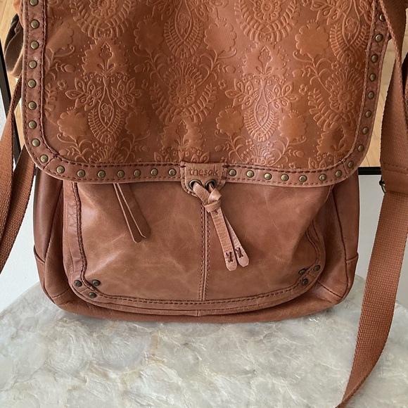 The Sak Leather Floral Embossed Ventura Convertible Backpack - Picture 1 of 13